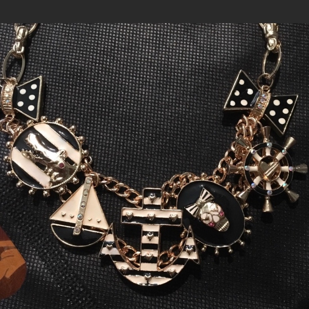 Nautical charm necklace, sailboat skull bows ready for a sail Up Your Cool Vibe